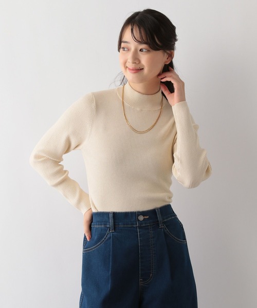 GLOBAL WORK Smile Seed Store（グローバルワーク スマイルシードストア）の「なめらかリブハイネック/116035（ニット/セーター・レディース・ブラック系その他/杢グレー/ブラック/ホワイト×ブラック/ホワイト系その他6/アイボリー/モカ/ブルー系その他6・LARGE/MEDIUM/X-LARGE/SMALL）」の17枚目の写真