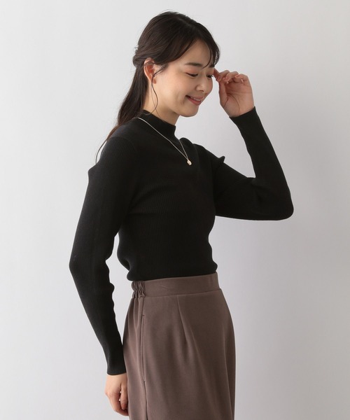 GLOBAL WORK Smile Seed Store（グローバルワーク スマイルシードストア）の「なめらかリブハイネック/116035（ニット/セーター・レディース・ブラック系その他/杢グレー/ブラック/ホワイト×ブラック/ホワイト系その他6/アイボリー/モカ/ブルー系その他6・LARGE/MEDIUM/X-LARGE/SMALL）」の21枚目の写真