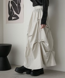 【forksy.】ランダムリボン ロングギャザースカート