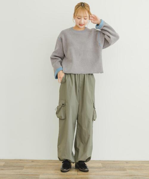 ITEMS URBANRESEARCH（アイテムズ アーバンリサーチ）の「ダブルフェイスモールニット（ニット/セーター・レディース・ライトグレー/ブラウン/アイボリー・FREE）」の7枚目の写真