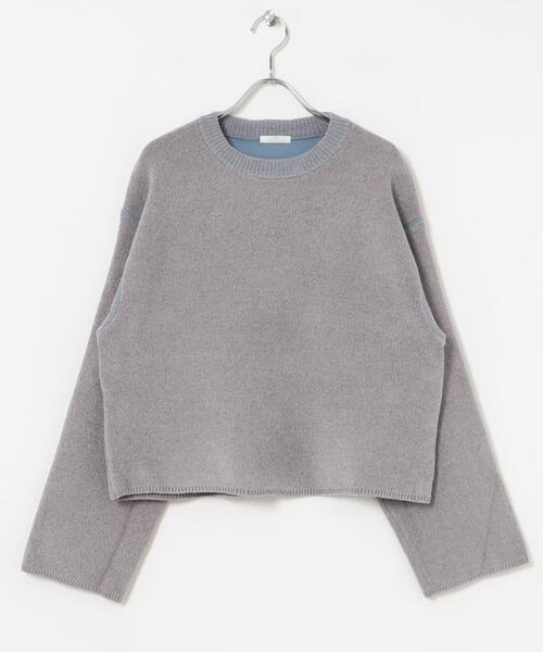 ITEMS URBANRESEARCH（アイテムズ アーバンリサーチ）の「ダブルフェイスモールニット（ニット/セーター・レディース・ライトグレー/ブラウン/アイボリー・FREE）」の9枚目の写真