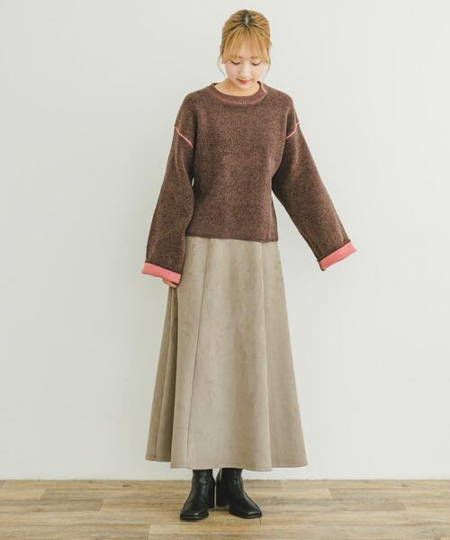 ITEMS URBANRESEARCH（アイテムズ アーバンリサーチ）の「ダブルフェイスモールニット（ニット/セーター・レディース・ライトグレー/ブラウン/アイボリー・FREE）」の16枚目の写真