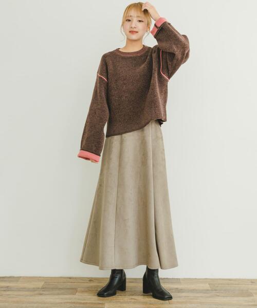 ITEMS URBANRESEARCH（アイテムズ アーバンリサーチ）の「ダブルフェイスモールニット（ニット/セーター・レディース・ライトグレー/ブラウン/アイボリー・FREE）」の17枚目の写真