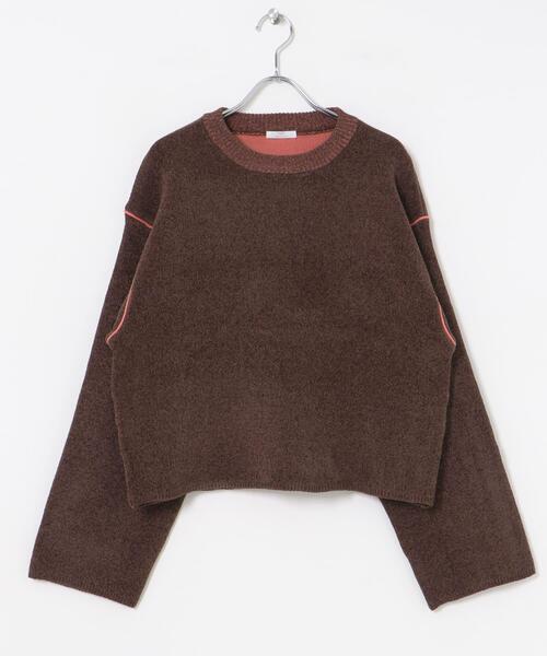 ITEMS URBANRESEARCH（アイテムズ アーバンリサーチ）の「ダブルフェイスモールニット（ニット/セーター・レディース・ライトグレー/ブラウン/アイボリー・FREE）」の18枚目の写真