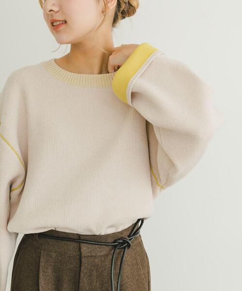 ITEMS URBANRESEARCH（アイテムズ アーバンリサーチ）の「ダブルフェイスモールニット（ニット/セーター・レディース・ライトグレー/ブラウン/アイボリー・FREE）」の21枚目の写真