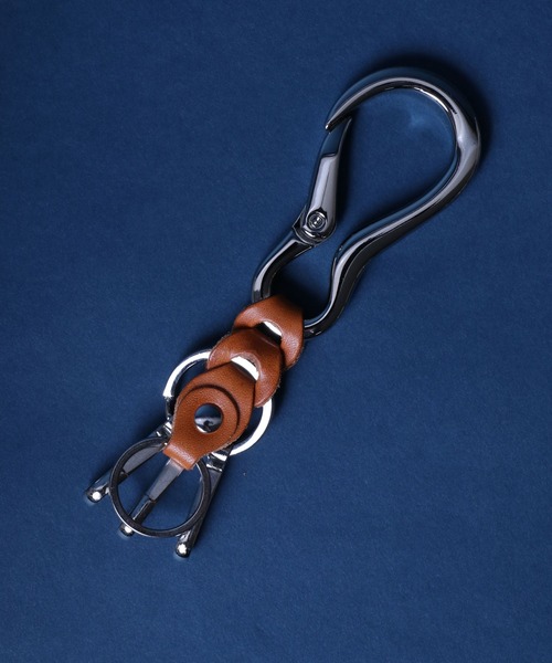 セール】MADE IN JAPAN Real Leather Metal Carabiner Key Ring