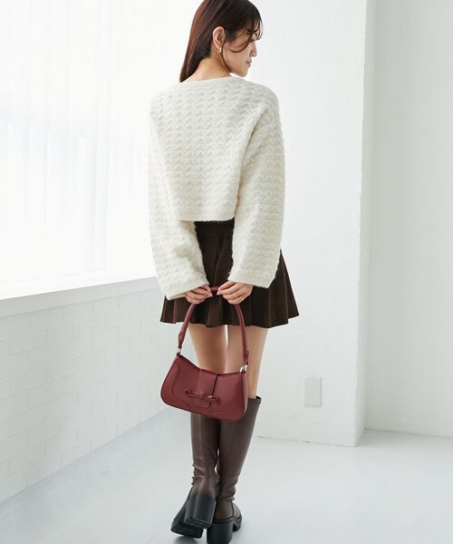 MAJESTIC LEGON（マジェスティックレゴン）の「フロントリボンショートカーディガン（カーディガン/ボレロ・レディース・ライトグレー/チャコールグレー/アイボリー/ライトピンク・MEDIUM）」の7枚目の写真