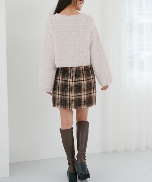 MAJESTIC LEGON（マジェスティックレゴン）の「フロントリボンショートカーディガン（カーディガン/ボレロ・レディース・ライトグレー/チャコールグレー/アイボリー/ライトピンク・MEDIUM）」の14枚目の写真