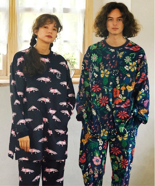 go slow caravan（ゴースローキャラバン）の「寝るまで気持ちいい総柄スムースプルオーバー（スウェット・メンズ・ネイビー/ブラック・MEDIUM/SMALL/LARGE/X-LARGE）」の11枚目の写真