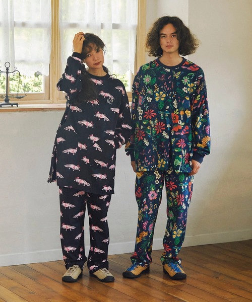 go slow caravan（ゴースローキャラバン）の「寝るまで気持ちいい総柄スムースプルオーバー（スウェット・メンズ・ネイビー/ブラック・MEDIUM/SMALL/LARGE/X-LARGE）」の13枚目の写真