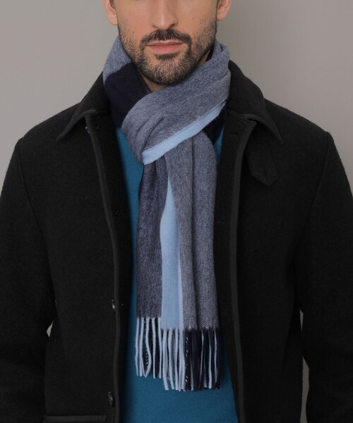 MACKINTOSH LONDON（マッキントッシュ ロンドン）の「カラーパネルマフラー（マフラー・メンズ・チャコールグレー/ブルー/ベージュ系その他・FREE）」の3枚目の写真