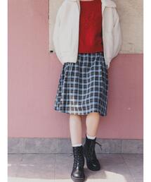 ehka sopo | 前後2WAYチェックミディ丈スカート(スカート)