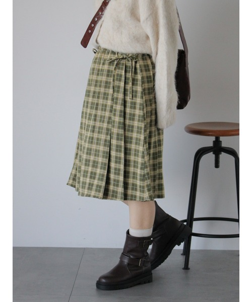 ehka sopo（エヘカソポ）の「前後2WAYチェックミディ丈スカート（スカート・レディース・チャコールグレー/ネイビー/グリーン・F）」の3枚目の写真