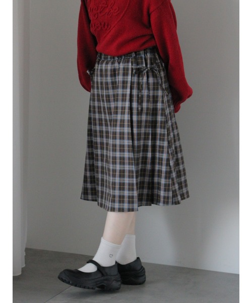 ehka sopo（エヘカソポ）の「前後2WAYチェックミディ丈スカート（スカート・レディース・チャコールグレー/ネイビー/グリーン・F）」の4枚目の写真