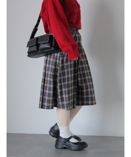 ehka sopo（エヘカソポ）の「前後2WAYチェックミディ丈スカート