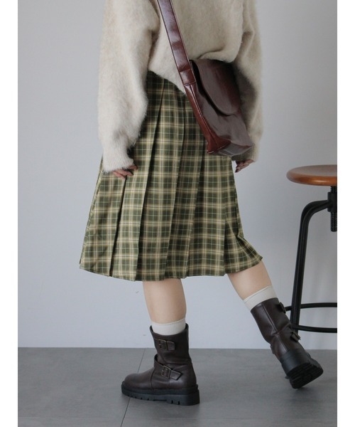ehka sopo（エヘカソポ）の「前後2WAYチェックミディ丈スカート（スカート・レディース・チャコールグレー/ネイビー/グリーン・F）」の15枚目の写真