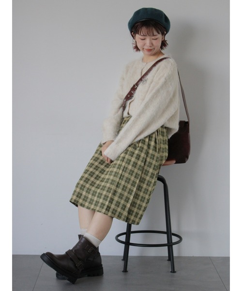 ehka sopo（エヘカソポ）の「前後2WAYチェックミディ丈スカート（スカート・レディース・チャコールグレー/ネイビー/グリーン・F）」の18枚目の写真