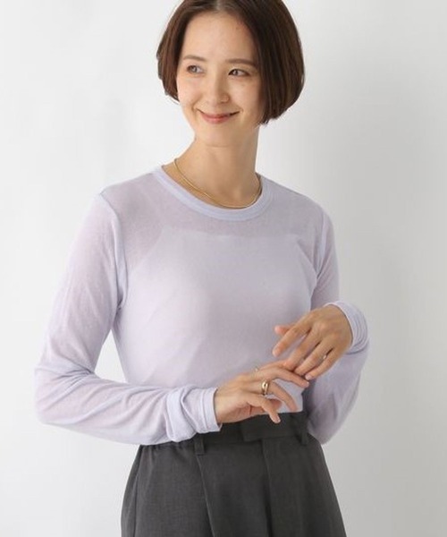 LEPSIM(レプシィム)の「テンセル混長袖クルーロンT 140532(Tシャツ/カットソー・レディース・オフホワイト/ブラック/オレンジ/パープル/ピンク/レッド/ライトブルー/ホワイト・FREE)」の6枚目の写真