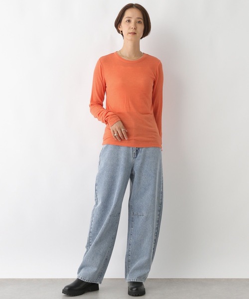 LEPSIM(レプシィム)の「テンセル混長袖クルーロンT 140532(Tシャツ/カットソー・レディース・オフホワイト/ブラック/オレンジ/パープル/ピンク/レッド/ライトブルー/ホワイト・FREE)」の13枚目の写真