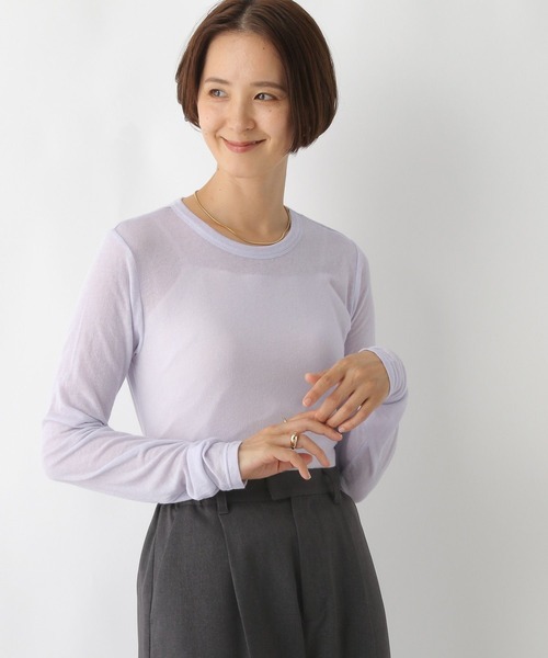 LEPSIM(レプシィム)の「テンセル混長袖クルーロンT 140532(Tシャツ/カットソー・レディース・オフホワイト/ブラック/オレンジ/パープル/ピンク/レッド/ライトブルー/ホワイト・FREE)」の14枚目の写真