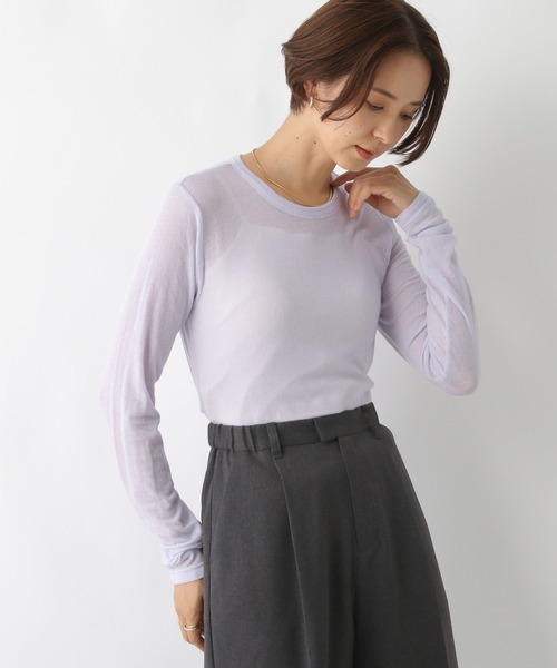 LEPSIM(レプシィム)の「テンセル混長袖クルーロンT 140532(Tシャツ/カットソー・レディース・オフホワイト/ブラック/オレンジ/パープル/ピンク/レッド/ライトブルー/ホワイト・FREE)」の15枚目の写真