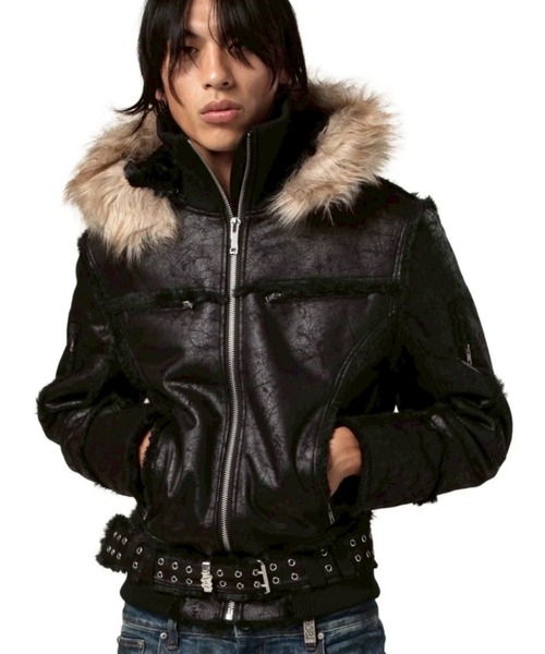 【RACER WORLDWIDE】Faux sheepskin Jacket / 【レーサーワールドワイド】ベルテッドジップファージャケット