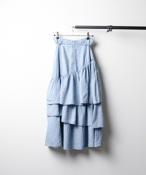 CIMARRON(シマロン)の「【CIMARRON JEANS】ランダムティアードスカート(スカート・レディース・ブルー・MEDIUM)」の6枚目の写真