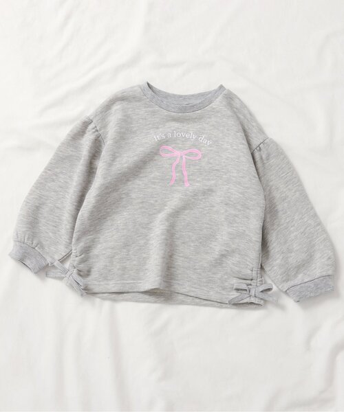 apres les cours（アプレレクール）の「【WEB限定】ドロストトレーナー（スウェット・キッズ・アイボリー/グレー/レッド/グリーン/ブラック/ピンク・100/110/120/130/140/80/90）」の3枚目の写真