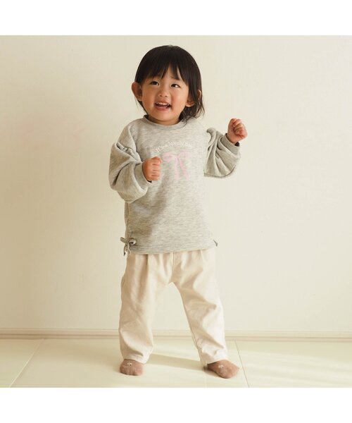 apres les cours（アプレレクール）の「【WEB限定】ドロストトレーナー（スウェット・キッズ・アイボリー/グレー/レッド/グリーン/ブラック/ピンク・100/110/120/130/140/80/90）」の10枚目の写真