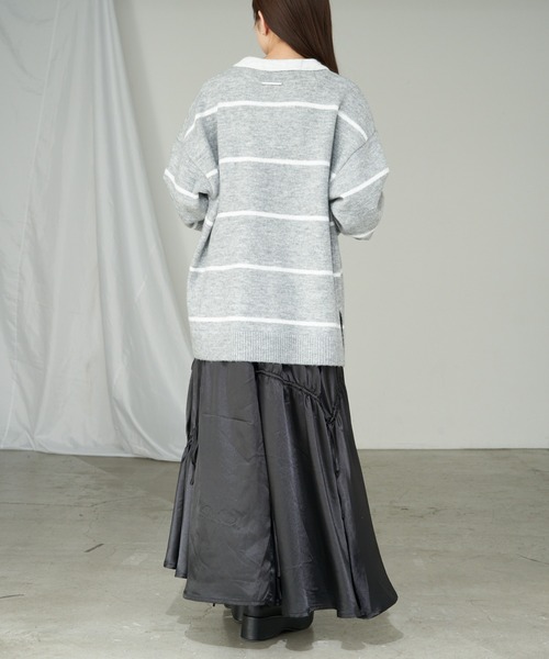 comfortable reason ラスタカラーボーダーニット グレー XL RAY CASSIN（レイカズン）の「【新色追加／チクチクしないニット
