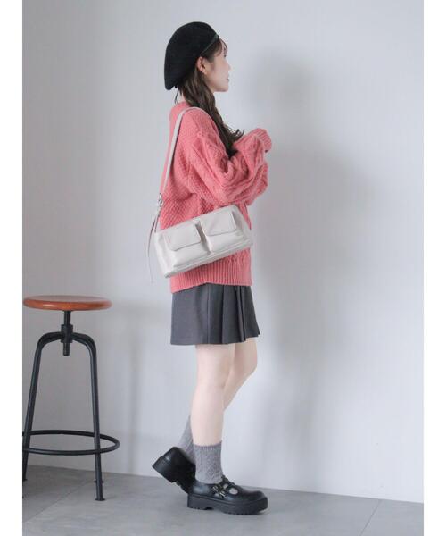 ehka sopo（エヘカソポ）の「ダブルポケットバッグ（ハンドバッグ・レディース・ベージュ/ブラック/シルバー・F）」の5枚目の写真