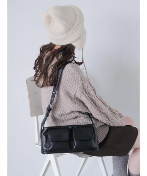 ehka sopo（エヘカソポ）の「ダブルポケットバッグ（ハンドバッグ・レディース・ベージュ/ブラック/シルバー・F）」の7枚目の写真