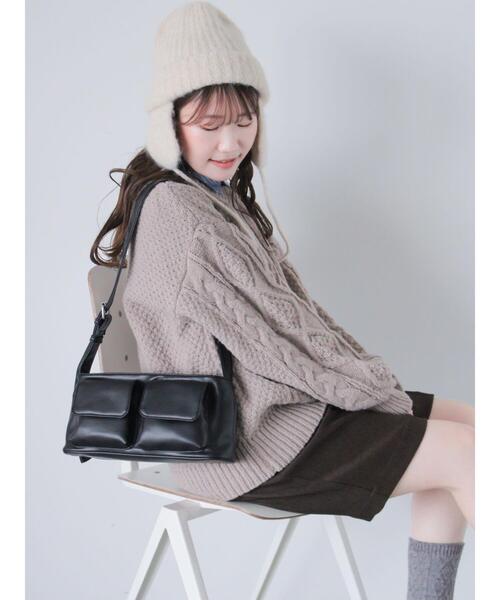 ehka sopo（エヘカソポ）の「ダブルポケットバッグ（ハンドバッグ・レディース・ベージュ/ブラック/シルバー・F）」の8枚目の写真