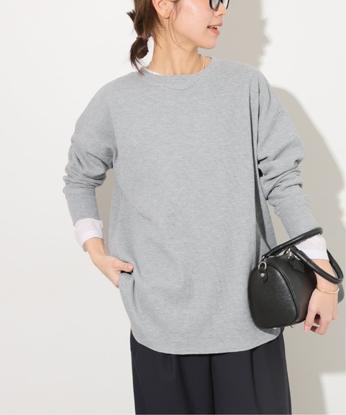 JOURNAL STANDARD relume（ジャーナルスタンダード　レリューム）の「《追加5》TCワッフルオーバーサイズロングスリーブTシャツ（Tシャツ/カットソー・レディース・ストーン/ホワイト/ライトグレー・FREE）」の9枚目の写真