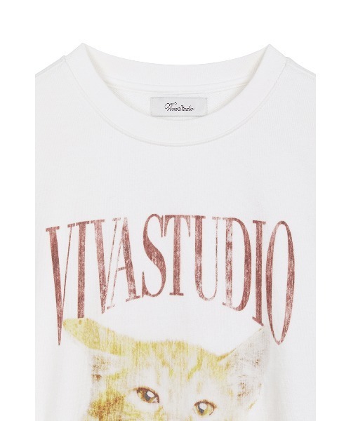 VIVASTUDIO（ビバスタジオ）の「キャットクルーネック / CAT CREW NECK（スウェット・メンズ・ホワイト/チャコール・X-LARGE/LARGE/MEDIUM/SMALL）」の7枚目の写真
