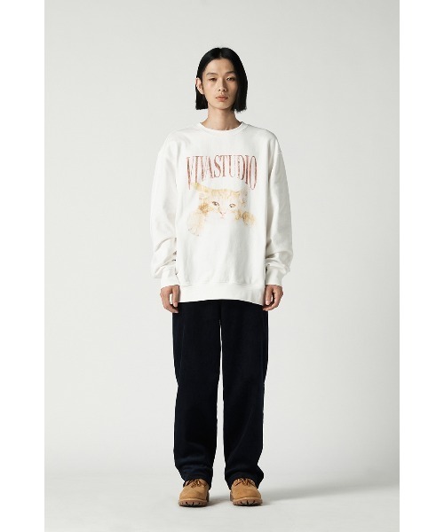 VIVASTUDIO（ビバスタジオ）の「キャットクルーネック / CAT CREW NECK（スウェット・メンズ・ホワイト/チャコール・X-LARGE/LARGE/MEDIUM/SMALL）」の11枚目の写真