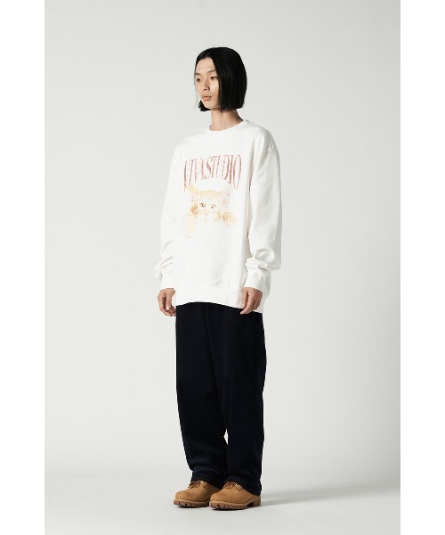 VIVASTUDIO（ビバスタジオ）の「キャットクルーネック / CAT CREW NECK（スウェット・メンズ・ホワイト/チャコール・X-LARGE/LARGE/MEDIUM/SMALL）」の12枚目の写真