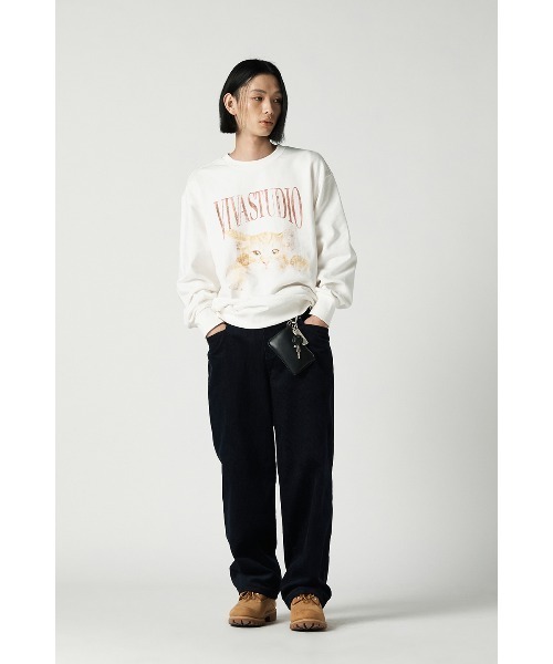VIVASTUDIO（ビバスタジオ）の「キャットクルーネック / CAT CREW NECK（スウェット・メンズ・ホワイト/チャコール・X-LARGE/LARGE/MEDIUM/SMALL）」の14枚目の写真