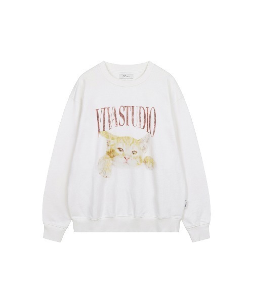 VIVASTUDIO（ビバスタジオ）の「キャットクルーネック / CAT CREW NECK（スウェット・メンズ・ホワイト/チャコール・X-LARGE/LARGE/MEDIUM/SMALL）」の17枚目の写真