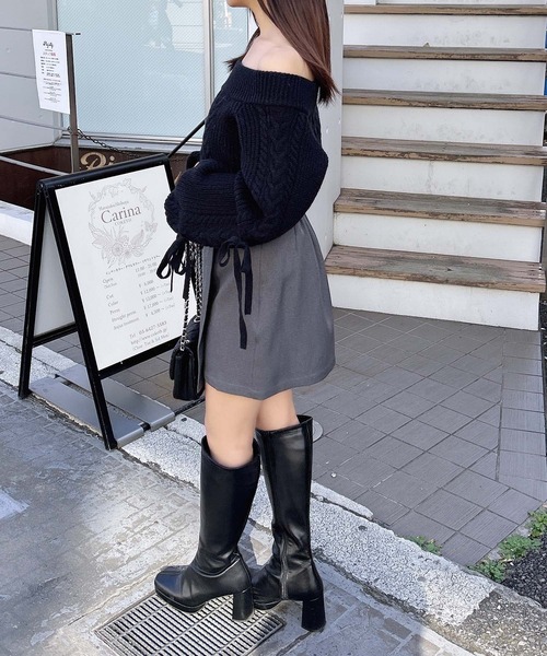 INGNI(イング)の「袖リボンオフショルケーブルニット(ニット/セーター・レディース・ブラック/ピンク/オフホワイト/グレー・M)」の16枚目の写真