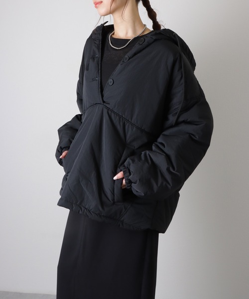 LAULEN(ローレン)の「oversized hooded light outerwear mod coat /オーバーサイズ フード付き モッズコート(モッズコート・レディース・ベージュ/ブラウン/アイボリー/ブラック・FREE)」の11枚目の写真