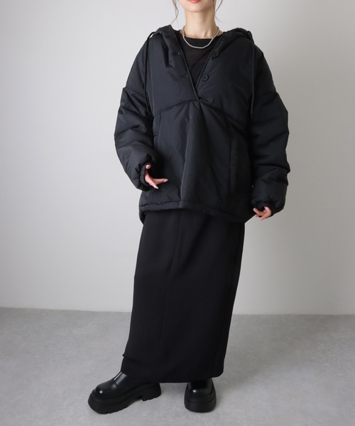 oversized hooded light outerwear mod coat /オーバーサイズ フード