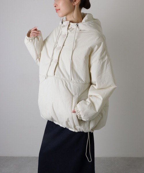 LAULEN(ローレン)の「oversized hooded light outerwear mod coat /オーバーサイズ フード付き モッズコート(モッズコート・レディース・ベージュ/ブラウン/アイボリー/ブラック・FREE)」の20枚目の写真