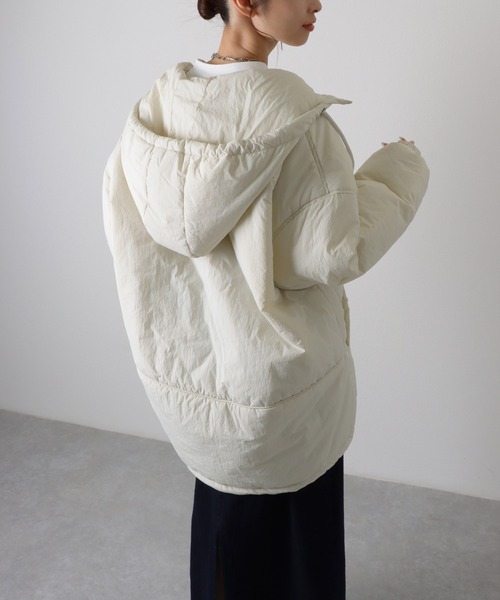 oversized hooded light outerwear mod coat /オーバーサイズ フード
