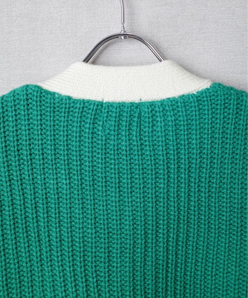 【送料無料 53%OFF】HOUSTON ヒューストン    レタード カーディガン    NO.23HL001    GREEN_0(M相当)サイズ セール】【T6】【HOUSTON women】WOMEN LETTERD CARDIGAN