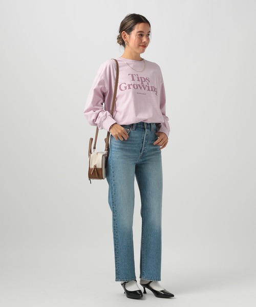 BAYFLOW（ベイフロー）の「[ゆるっと着られるオーバーサイズ]ピグメントロゴロングスリーブT（Tシャツ/カットソー・レディース・チャコール/ピンク/アイボリー/ブルー・SMALL/MEDIUM）」の11枚目の写真