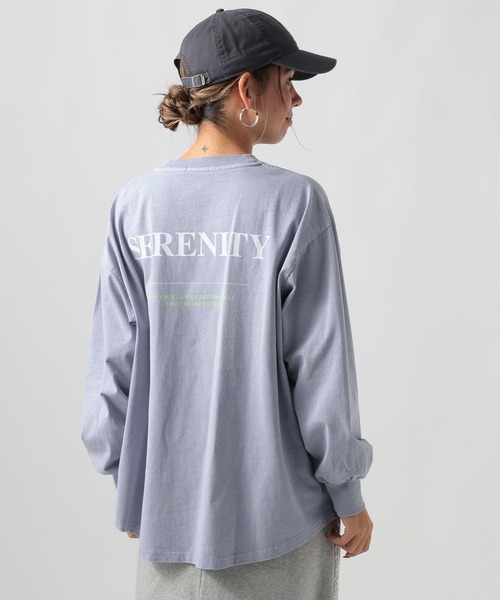 BAYFLOW（ベイフロー）の「[ゆるっと着られるオーバーサイズ]ピグメントロゴロングスリーブT（Tシャツ/カットソー・レディース・チャコール/ピンク/アイボリー/ブルー・SMALL/MEDIUM）」の18枚目の写真