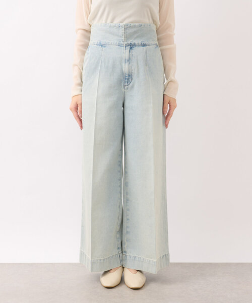 La boutique BonBon バックレースアップデニムワイドパンツ La boutique BonBon｜【美脚見え】バックレースアップデニム