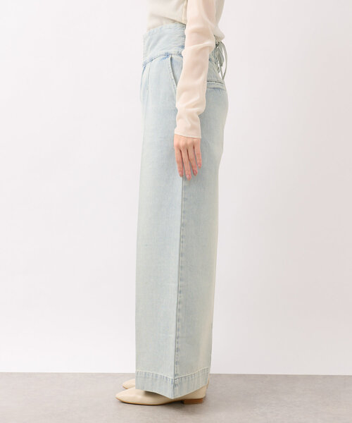 La boutique BonBon バックレースアップデニムワイドパンツ セール】【美脚見え】バックレースアップデニムワイドパンツ