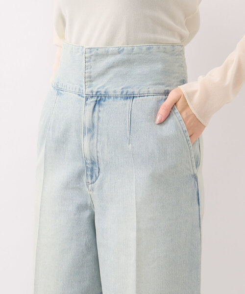 ラブティックボンボン♡バッグレースアップデニムワイドパンツ　38 美脚見え】バックレースアップデニムワイドパンツ | La boutique